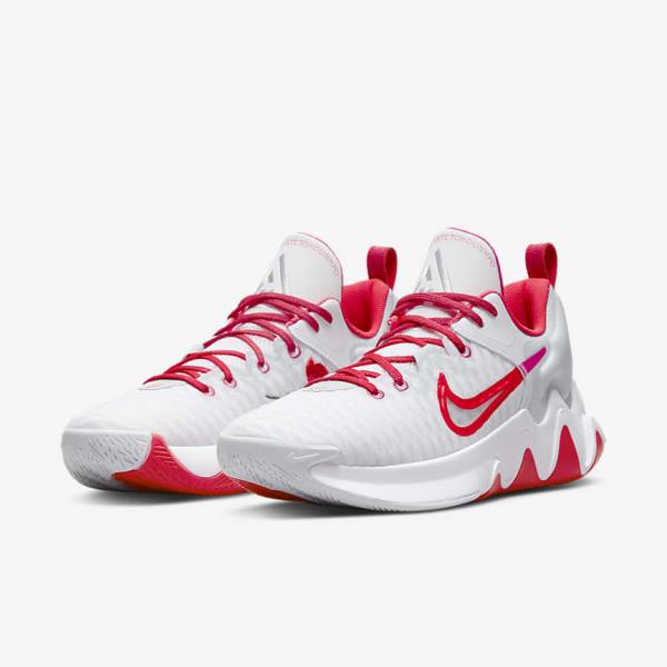 Buty Do Koszykówki Damskie Nike Giannis Immortality Białe Różowe Platyna Czerwone | NK975IXR