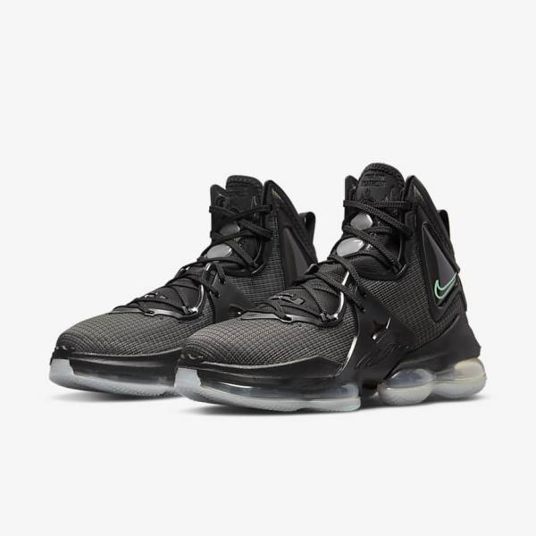 Buty Do Koszykówki Damskie Nike LeBron 19 Czarne Ciemny Szare Zielone | NK521CTG