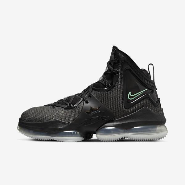 Buty Do Koszykówki Damskie Nike LeBron 19 Czarne Ciemny Szare Zielone | NK521CTG