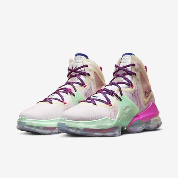 Buty Do Koszykówki Damskie Nike LeBron 19 Niebieskie Głęboka Zielone Białe Bordowe | NK963GBI