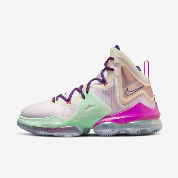 Buty Do Koszykówki Damskie Nike LeBron 19 Niebieskie Głęboka Zielone Białe Bordowe | NK963GBI