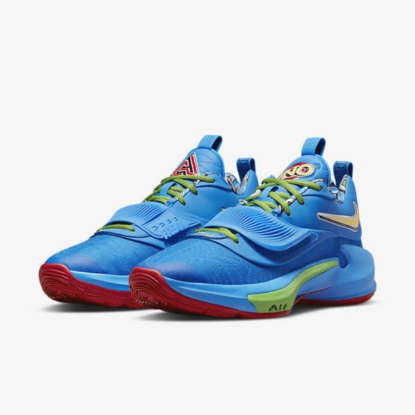 Buty Do Koszykówki Damskie Nike Zoom Freak 3 Niebieskie Białe Czerwone Czarne | NK638XPU