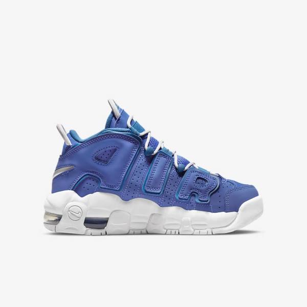 Buty Do Koszykówki Dziecięce Nike Air More Uptempo Older Niebieskie Białe | NK453PLV