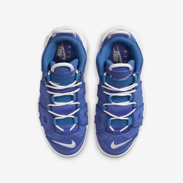 Buty Do Koszykówki Dziecięce Nike Air More Uptempo Older Niebieskie Białe | NK453PLV