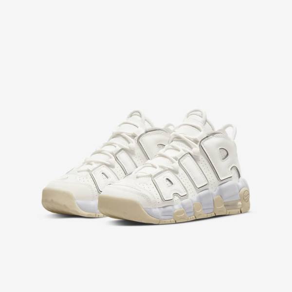 Buty Do Koszykówki Dziecięce Nike Air More Uptempo Older Białe Brązowe Głęboka | NK958KZF