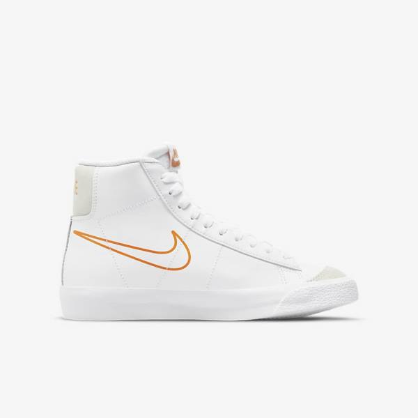 Buty Do Koszykówki Dziecięce Nike Blazer Mid 77 Older Białe Czarne Białe | NK491LKG