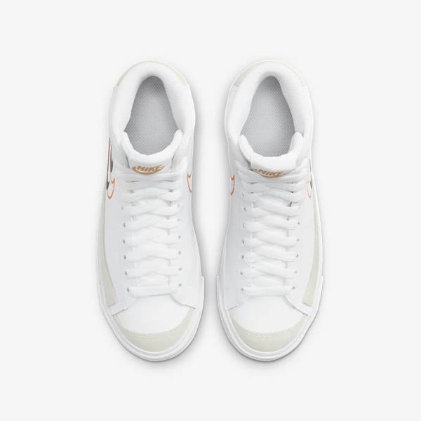 Buty Do Koszykówki Dziecięce Nike Blazer Mid 77 Older Białe Czarne Białe | NK491LKG