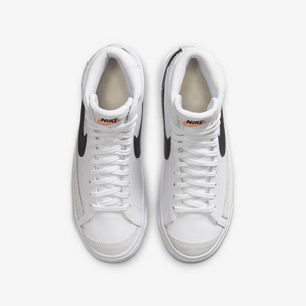 Buty Do Koszykówki Dziecięce Nike Blazer Mid 77 Older Białe Pomarańczowe Czarne | NK750EPR