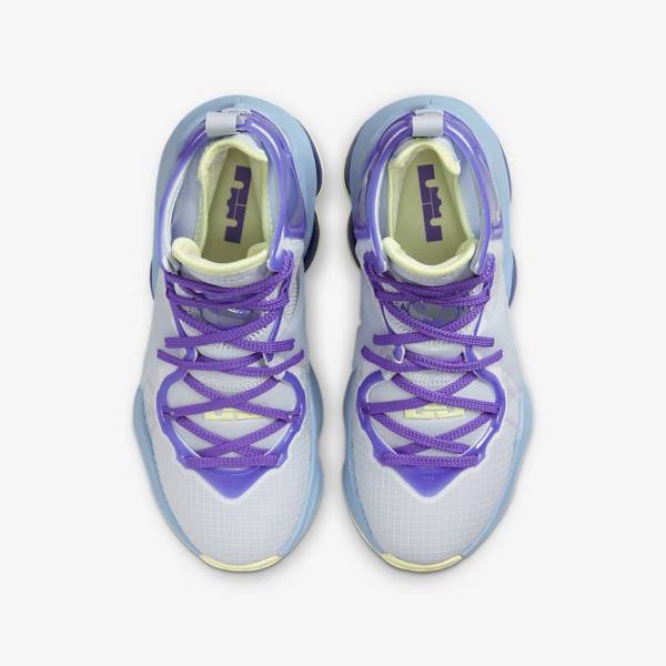 Buty Do Koszykówki Dziecięce Nike LeBron 19 Older Niebieskie Fioletowe | NK253RLI