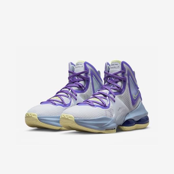 Buty Do Koszykówki Dziecięce Nike LeBron 19 Older Niebieskie Fioletowe | NK253RLI