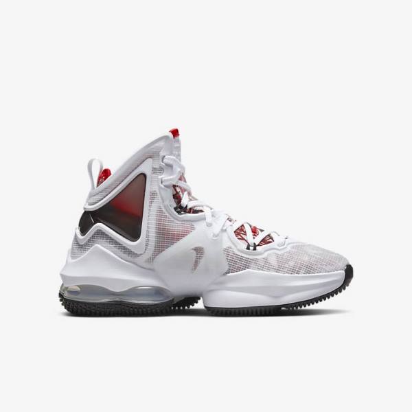 Buty Do Koszykówki Dziecięce Nike LeBron 19 Older Białe Czarne Czerwone | NK450EUF