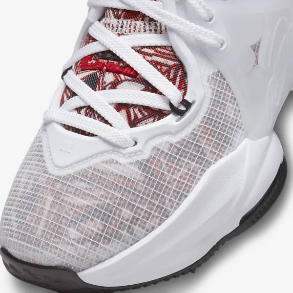 Buty Do Koszykówki Dziecięce Nike LeBron 19 Older Białe Czarne Czerwone | NK450EUF