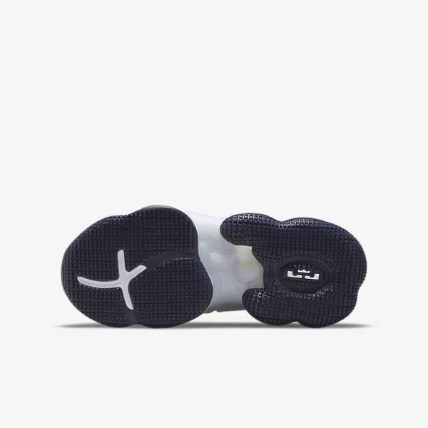 Buty Do Koszykówki Dziecięce Nike LeBron 19 Older Białe Niebieskie | NK814UAJ