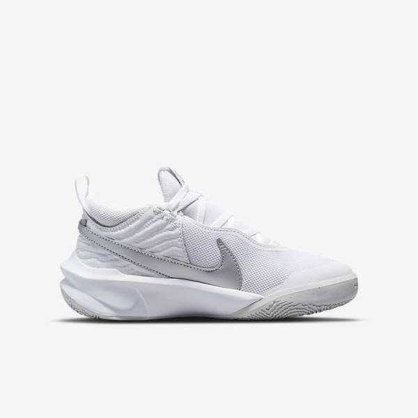 Buty Do Koszykówki Dziecięce Nike Team Hustle D 10 Older Białe Metal Srebrne | NK381JRF