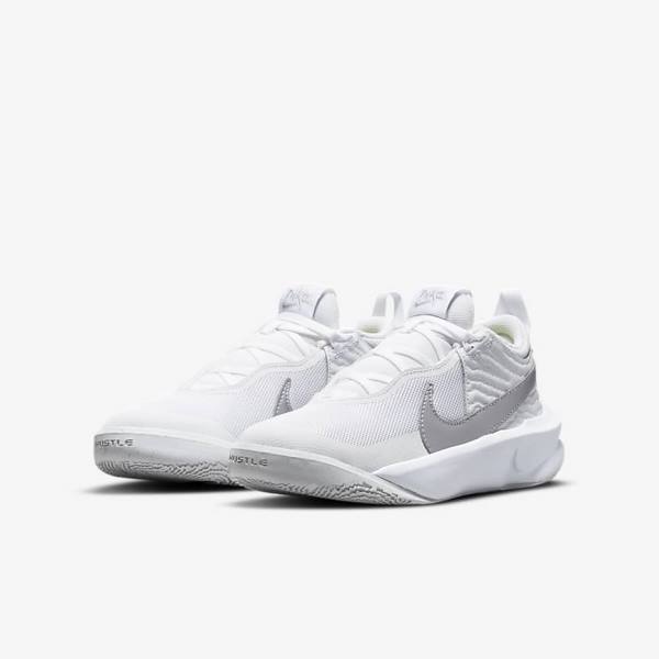 Buty Do Koszykówki Dziecięce Nike Team Hustle D 10 Older Białe Metal Srebrne | NK381JRF