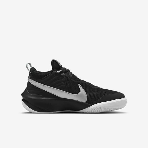 Buty Do Koszykówki Dziecięce Nike Team Hustle D 10 Older Czarne Białe Metal Srebrne | NK561TQJ