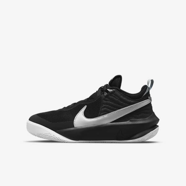 Buty Do Koszykówki Dziecięce Nike Team Hustle D 10 Older Czarne Białe Metal Srebrne | NK561TQJ