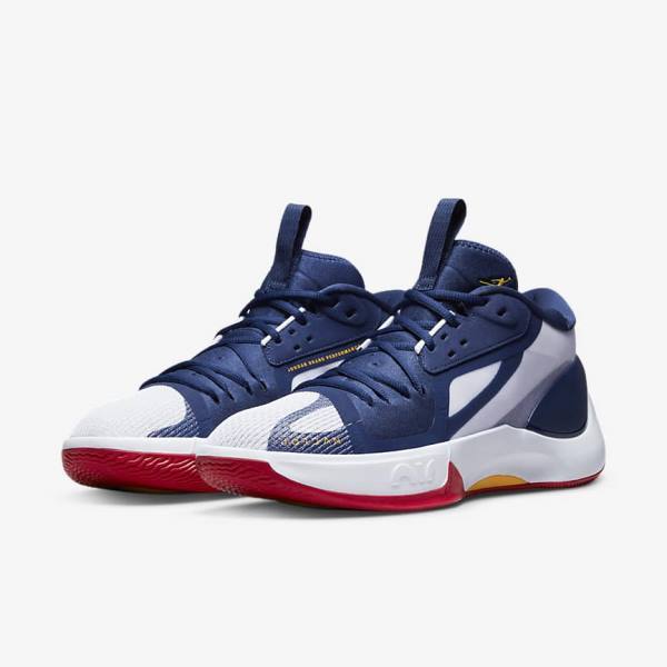 Buty Do Koszykówki Męskie Nike Jordan Zoom Separate Granatowe Białe Czerwone Złote | NK107QGO