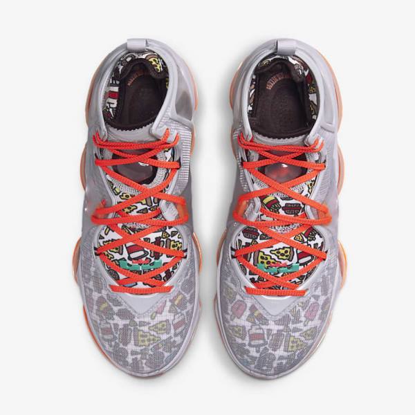 Buty Do Koszykówki Męskie Nike LeBron 19 Szare Pomarańczowe Głęboka Czerwone Zielone | NK073YLM