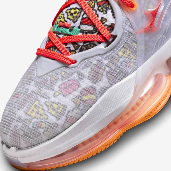 Buty Do Koszykówki Męskie Nike LeBron 19 Szare Pomarańczowe Głęboka Czerwone Zielone | NK073YLM