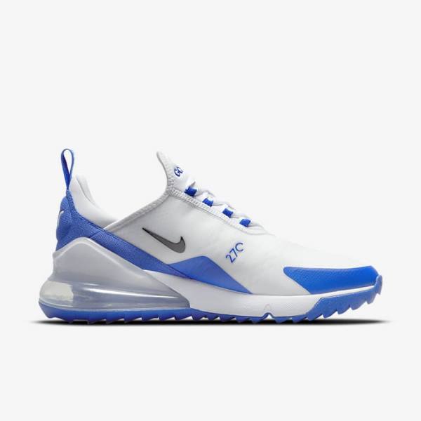 Buty Golfowe Damskie Nike Air Max 270 G Białe Niebieskie Platyna Czarne | NK654YGW