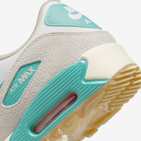 Buty Golfowe Damskie Nike Air Max 90 G Białe Głęboka Brązowe Turkusowe | NK134AQW