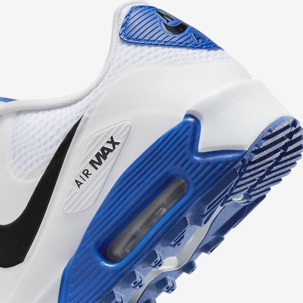 Buty Golfowe Damskie Nike Air Max 90 G Białe Niebieskie Platyna Czarne | NK241RGF