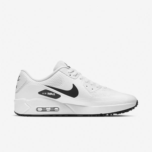 Buty Golfowe Damskie Nike Air Max 90 G Białe Czarne | NK417PLX