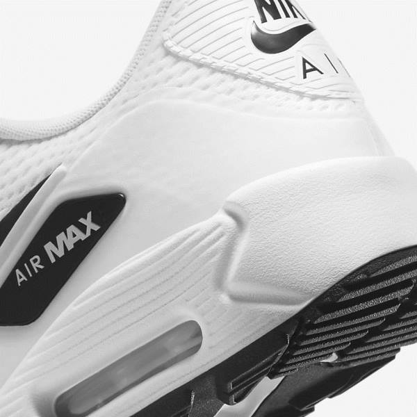 Buty Golfowe Damskie Nike Air Max 90 G Białe Czarne | NK417PLX