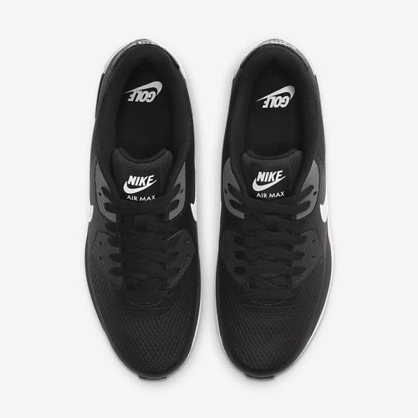 Buty Golfowe Damskie Nike Air Max 90 G Czarne Ciemny Szare Białe | NK013ZYE