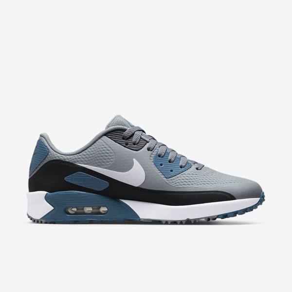 Buty Golfowe Damskie Nike Air Max 90 G Szare Czarne Białe | NK826TAK