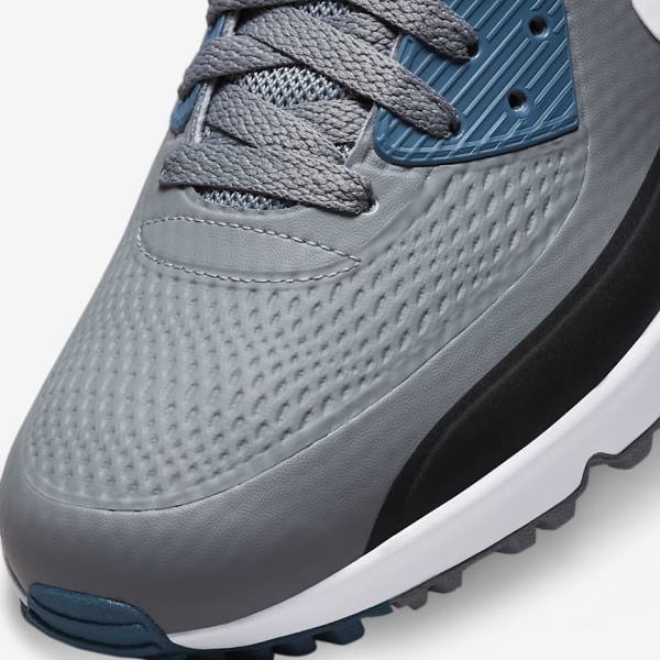 Buty Golfowe Damskie Nike Air Max 90 G Szare Czarne Białe | NK826TAK