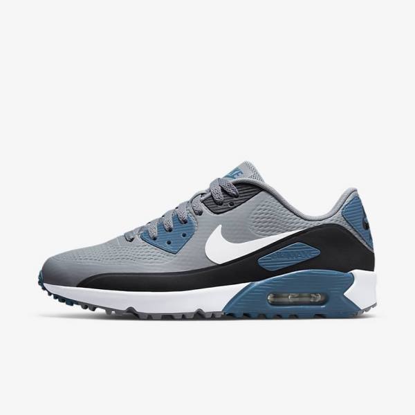 Buty Golfowe Damskie Nike Air Max 90 G Szare Czarne Białe | NK826TAK