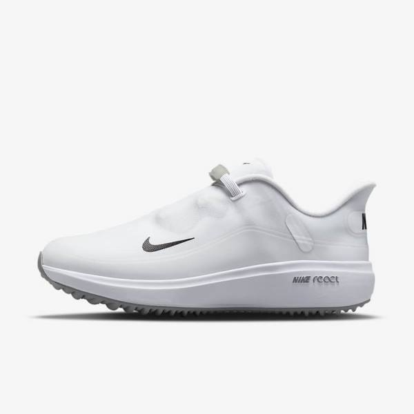 Buty Golfowe Damskie Nike React Ace Tour Białe Głęboka Szare Czarne | NK295YPM