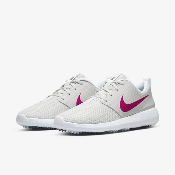 Buty Golfowe Damskie Nike Roshe G Białe Czarne Różowe | NK608GUR