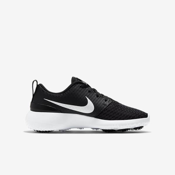 Buty Golfowe Dziecięce Nike Roshe G Jr. Czarne Białe Metal Białe | NK631VKT