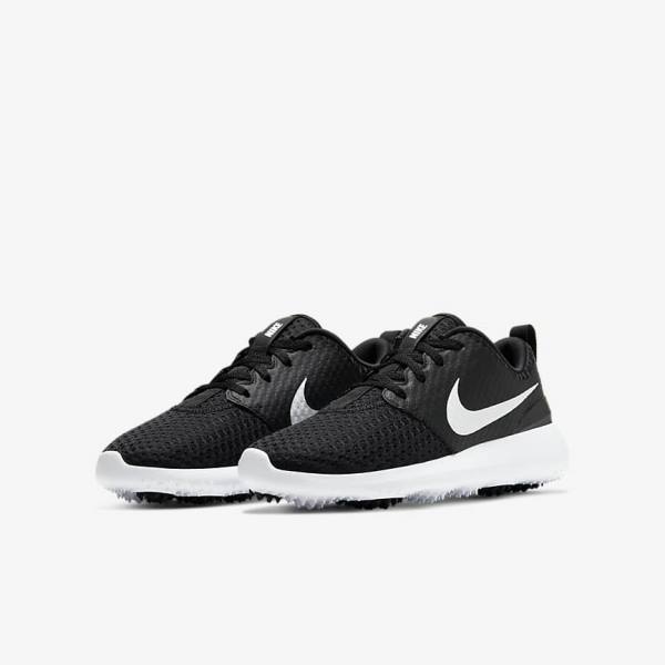 Buty Golfowe Dziecięce Nike Roshe G Jr. Czarne Białe Metal Białe | NK631VKT