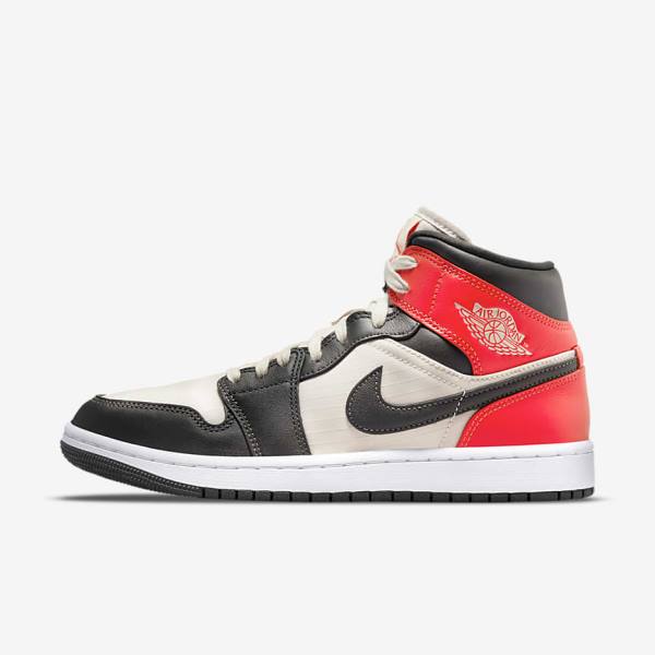 Buty Jordan Damskie Nike Air Jordan 1 Mid SE Głęboka Brązowe Głęboka Czerwone Białe | NK401OCX