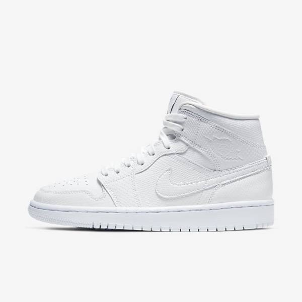 Buty Jordan Damskie Nike Air Jordan 1 Mid Białe | NK824PLR