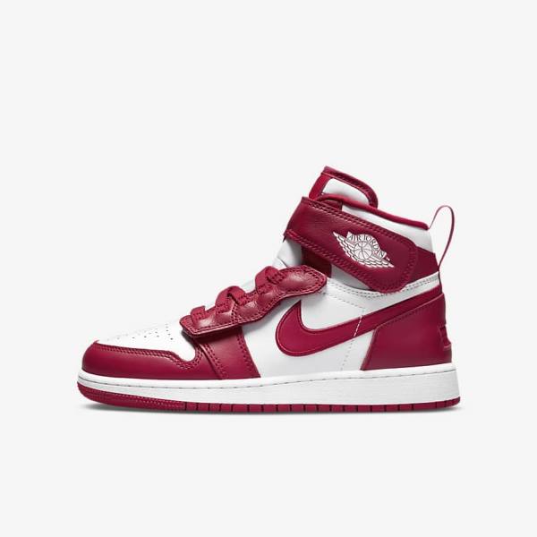 Buty Jordan Dziecięce Nike Air Jordan 1 Hi FlyEase Older Czerwone Białe | NK165ADE