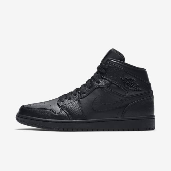 Buty Jordan Męskie Nike Air Jordan 1 Mid Czarne | NK752ZWN