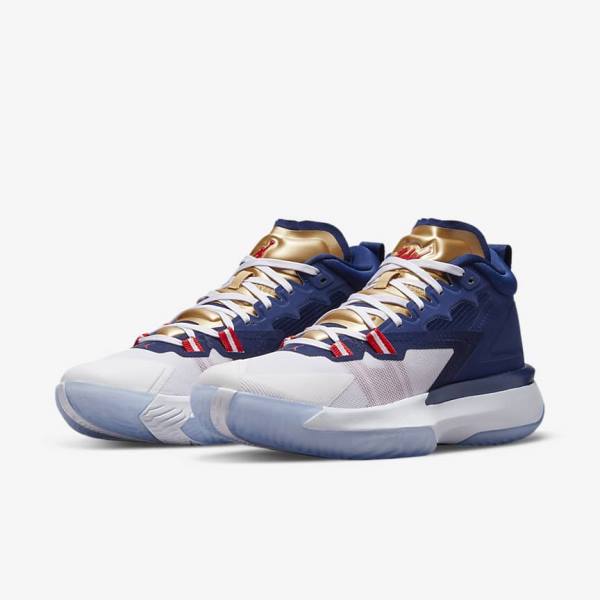 Buty Jordan Męskie Nike Zion 1 Niebieskie Białe Metal Złote Czerwone | NK710NAZ