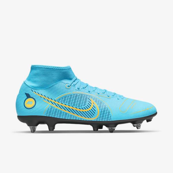 Buty Piłkarskie Damskie Nike Mercurial Superfly 8 Academy SG-PRO Anti-Clog Traction Soft-Grounds Niebieskie Pomarańczowe | NK056VGU