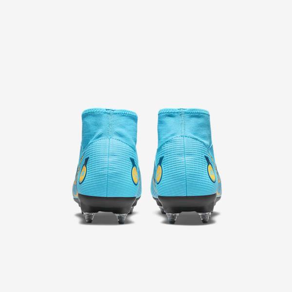 Buty Piłkarskie Damskie Nike Mercurial Superfly 8 Academy SG-PRO Anti-Clog Traction Soft-Grounds Niebieskie Pomarańczowe | NK056VGU