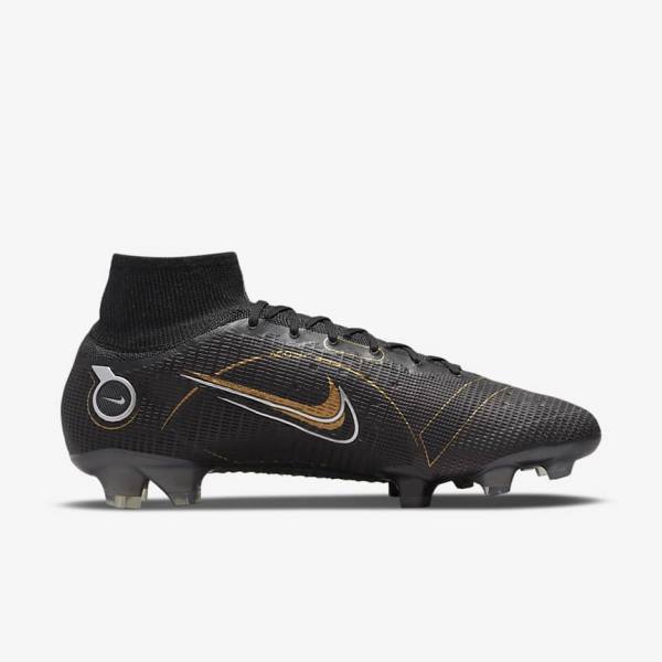 Buty Piłkarskie Damskie Nike Mercurial Superfly 8 Elite FG Firm-Grounds Czarne Metal Srebrne Szare Metal Złote | NK093HSE