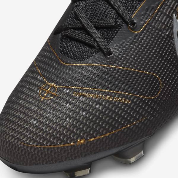 Buty Piłkarskie Damskie Nike Mercurial Superfly 8 Elite FG Firm-Grounds Czarne Metal Srebrne Szare Metal Złote | NK093HSE