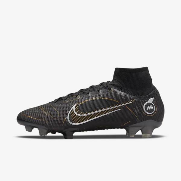 Buty Piłkarskie Damskie Nike Mercurial Superfly 8 Elite FG Firm-Grounds Czarne Metal Srebrne Szare Metal Złote | NK093HSE