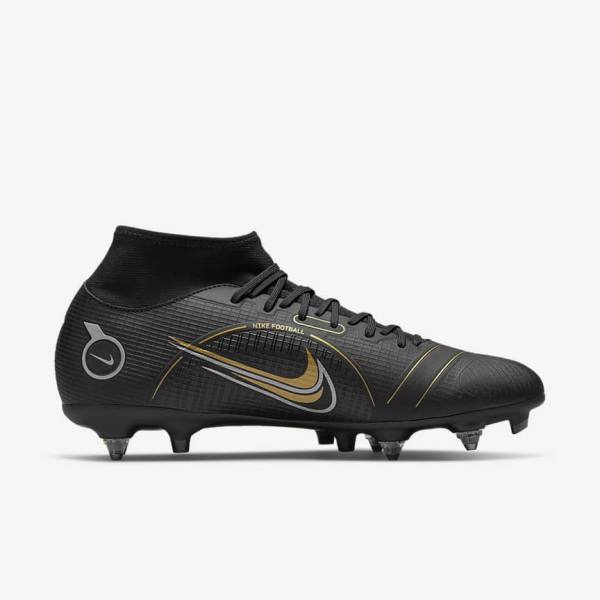 Buty Piłkarskie Damskie Nike Mercurial Superfly 8 Academy SG-PRO Anti-Clog Traction Soft-Grounds Czarne Metal Srebrne Szare Metal Złote | NK124TOS