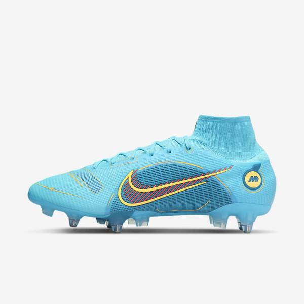 Buty Piłkarskie Damskie Nike Mercurial Superfly 8 Elite SG-PRO Anti-Clog Traction Soft-Ground Niebieskie Pomarańczowe | NK165CKM