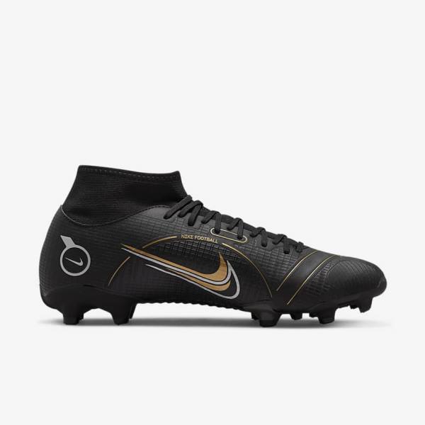 Buty Piłkarskie Damskie Nike Mercurial Superfly 8 Academy MG Multi-Grounds Czarne Metal Srebrne Szare Metal Złote | NK165ZES